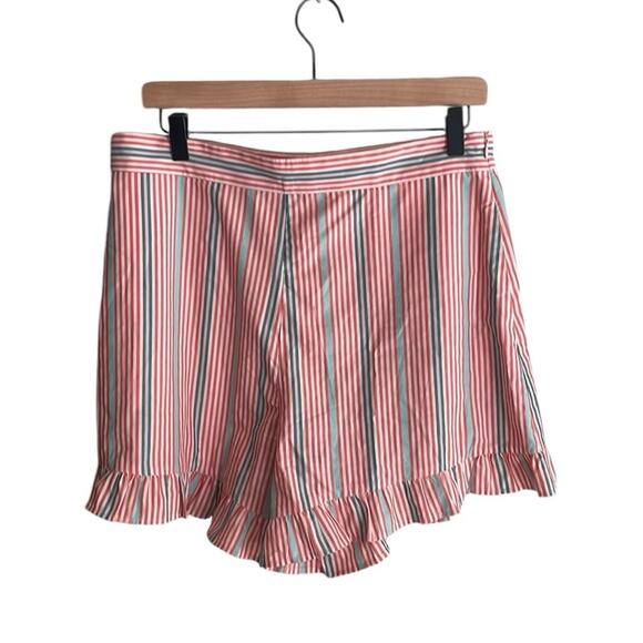 SEE BY CHLOÉ Neo Janis Striped Cotton Poplin Frill Shorts Red Multicolored - Picture 3 of 16